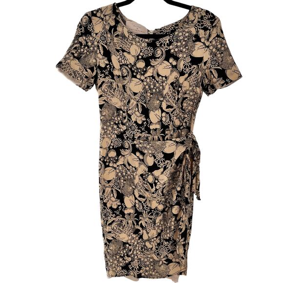 vintage women's 1990's Pat Argenti SZ 10 100% silk dress faux wrap sheath dress - Picture 6 of 12